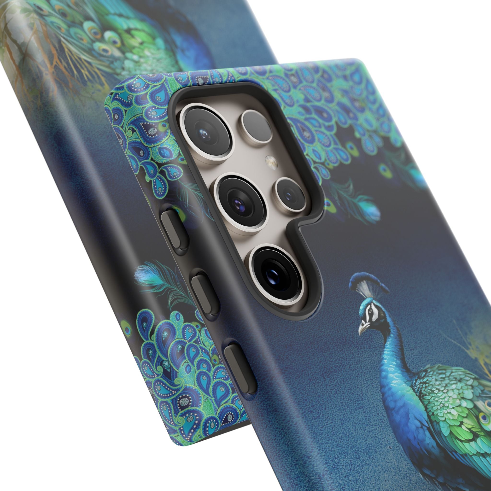 Peacock Art Phone Case – Samsung S24 Ultra Vintage Blue Bird Tough Case