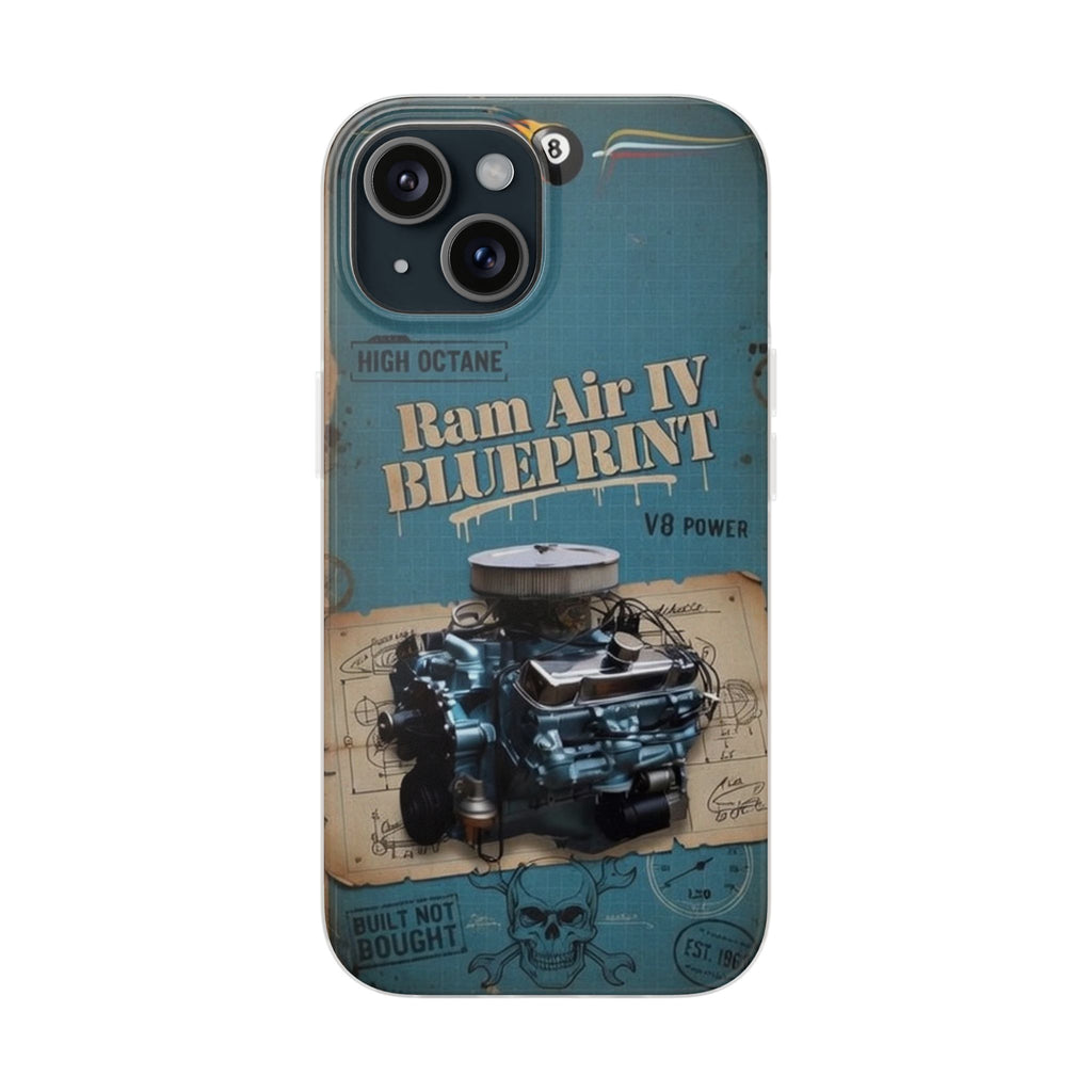 Pontiac Ram Air IV Blueprint Phone Case — Vintage V8 Engine Design