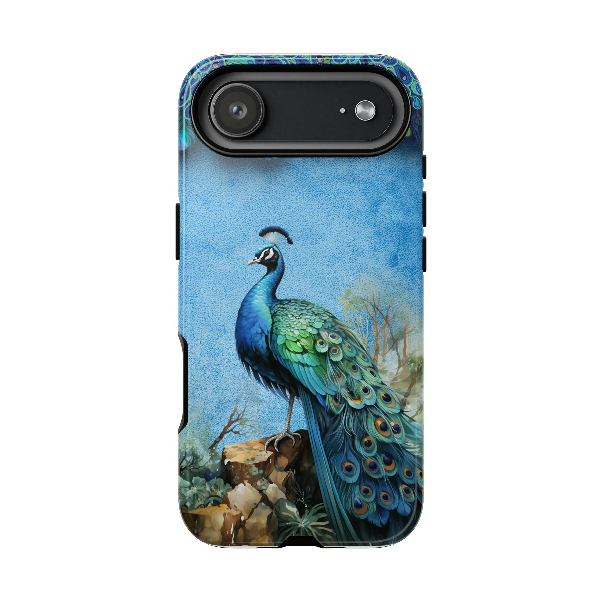 Peacock Art Phone Case – Vintage Blue Bird Tough Case