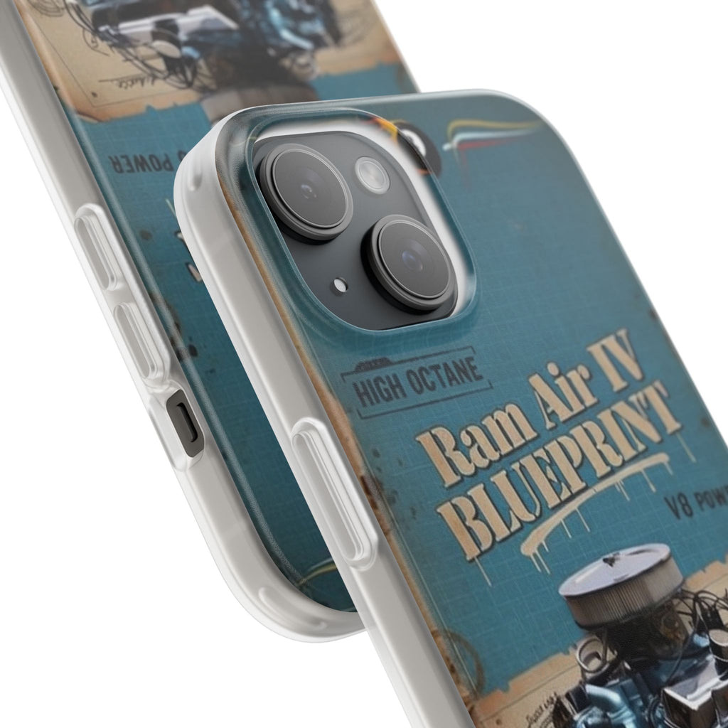 Pontiac Ram Air IV Blueprint Phone Case — Vintage V8 Engine Design