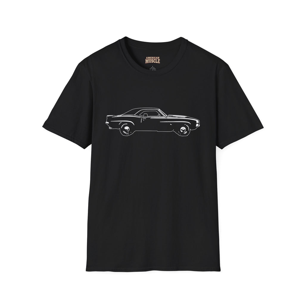 Classic Muscle Car Tee – Minimal Vintage Camaro Outline Graphic T-Shirt
