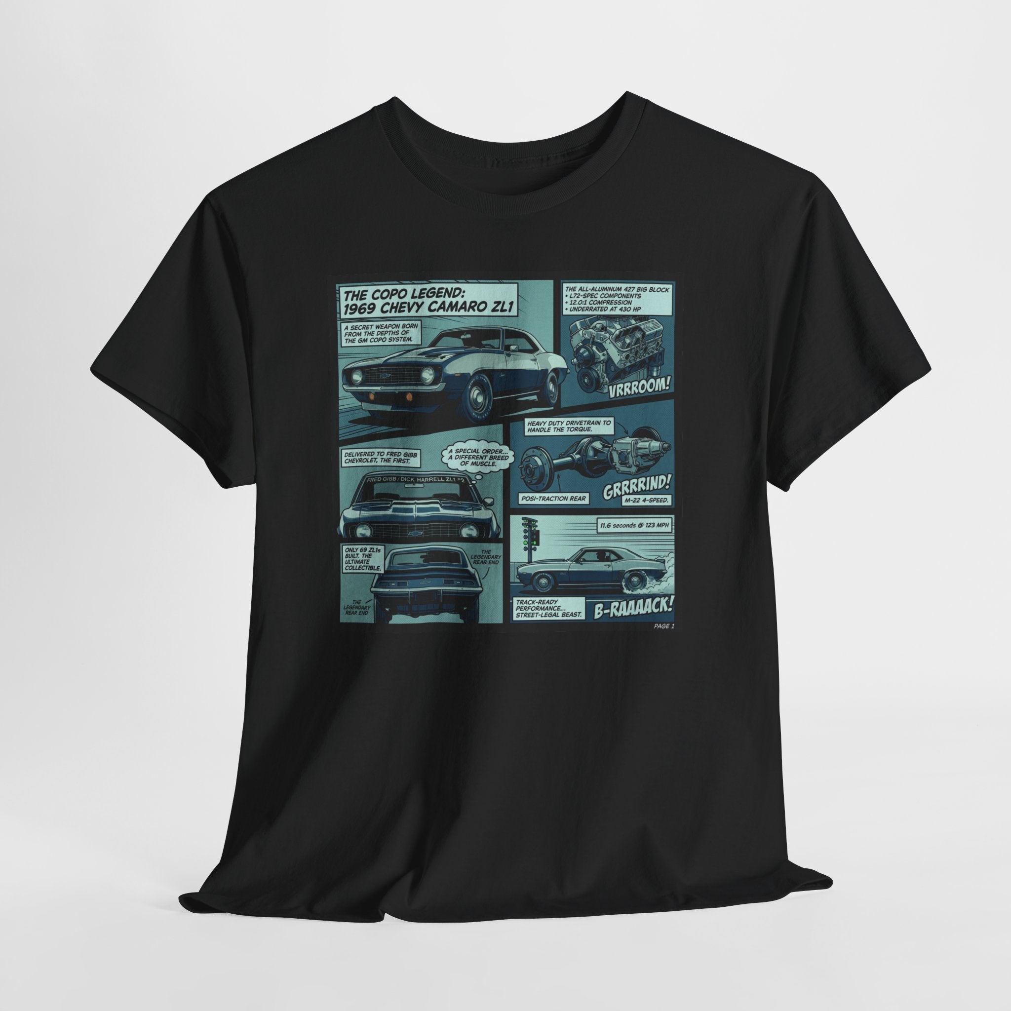 Classic Muscle Car Comic Tee — Vintage Camaro Panels Graphic T‑Shirt