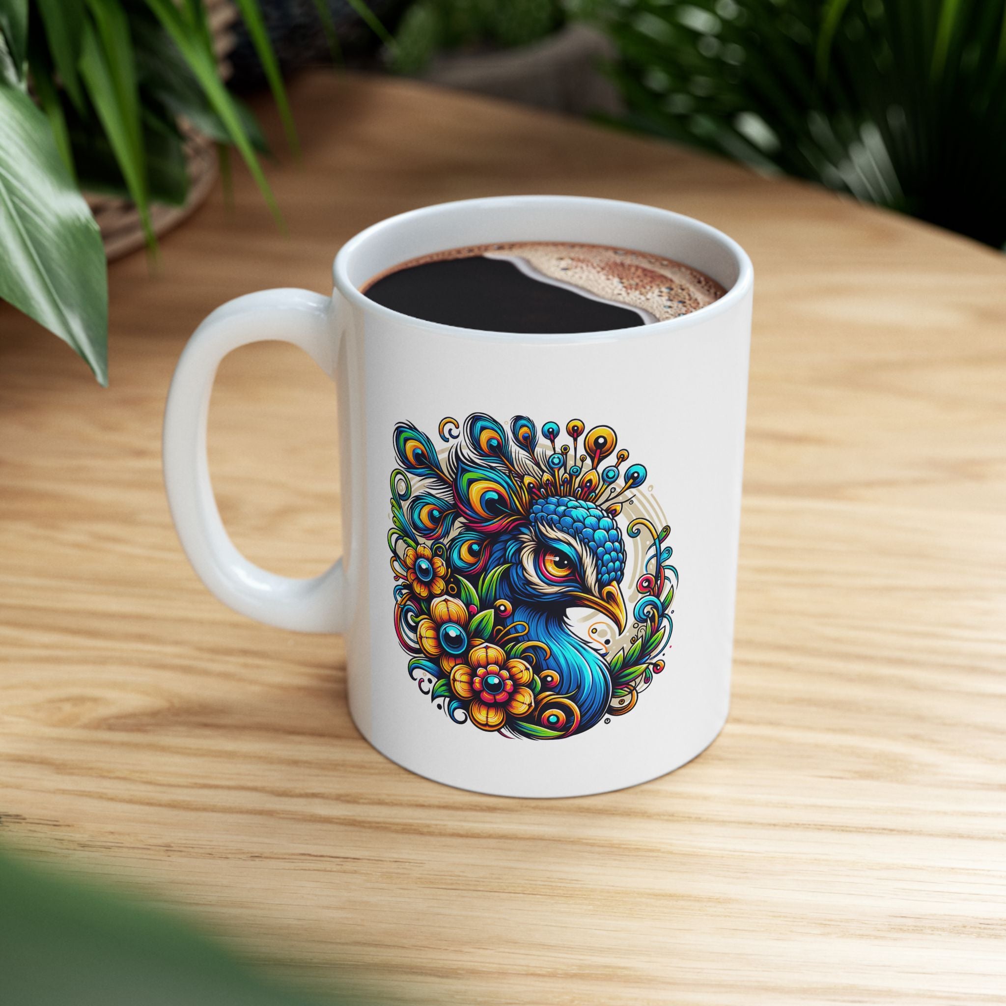 Colorful Peacock Ceramic Mug