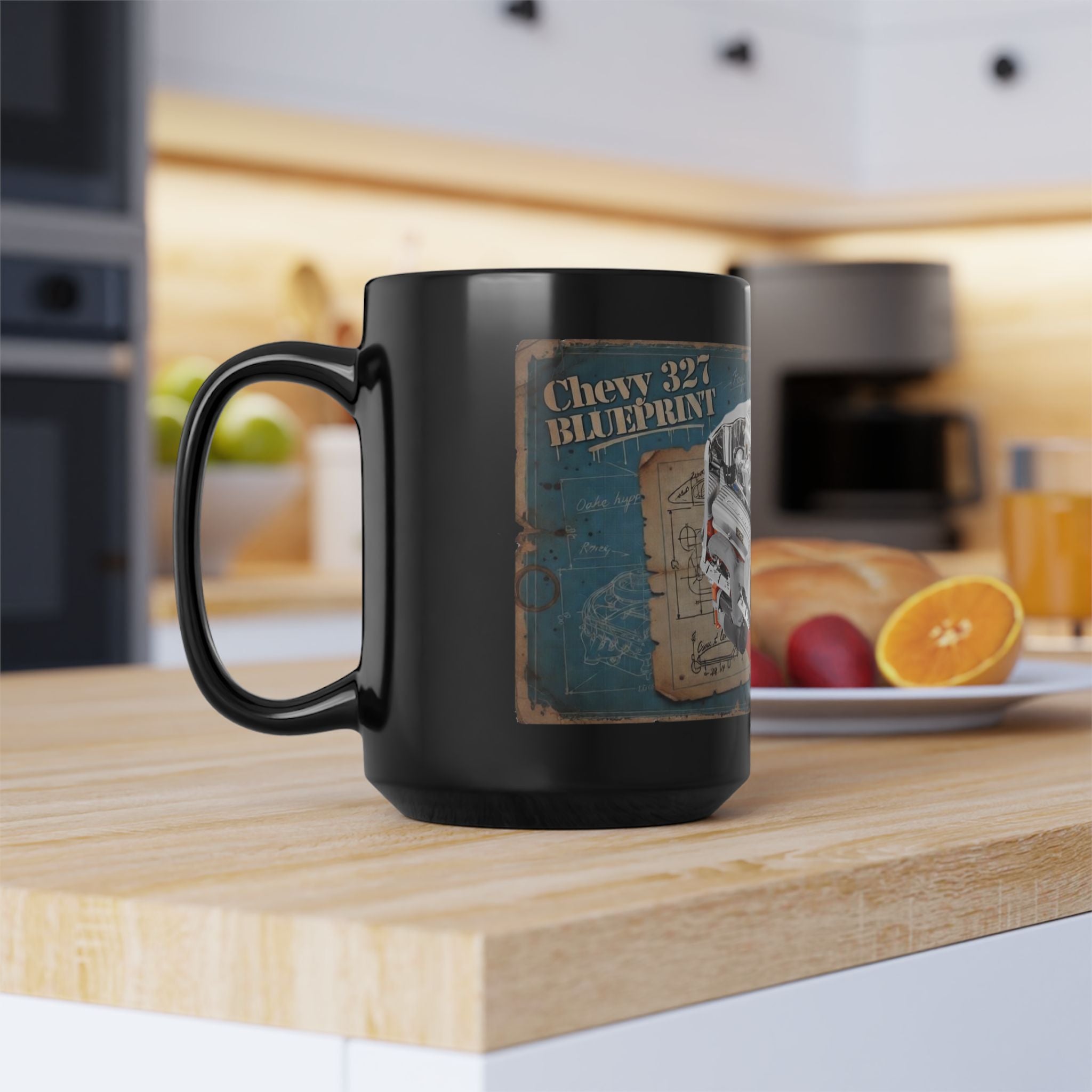 Chevrolet 327 engine blueprint mug