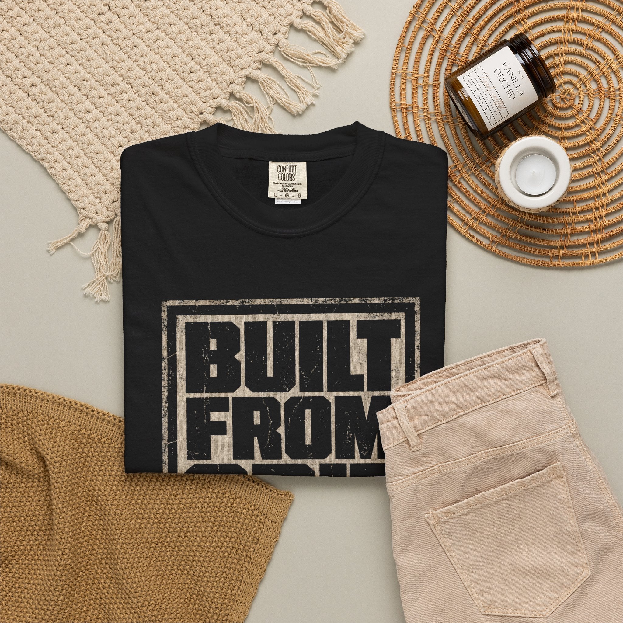Built From Grit T-Shirt — Vintage Distressed Motivational Tee