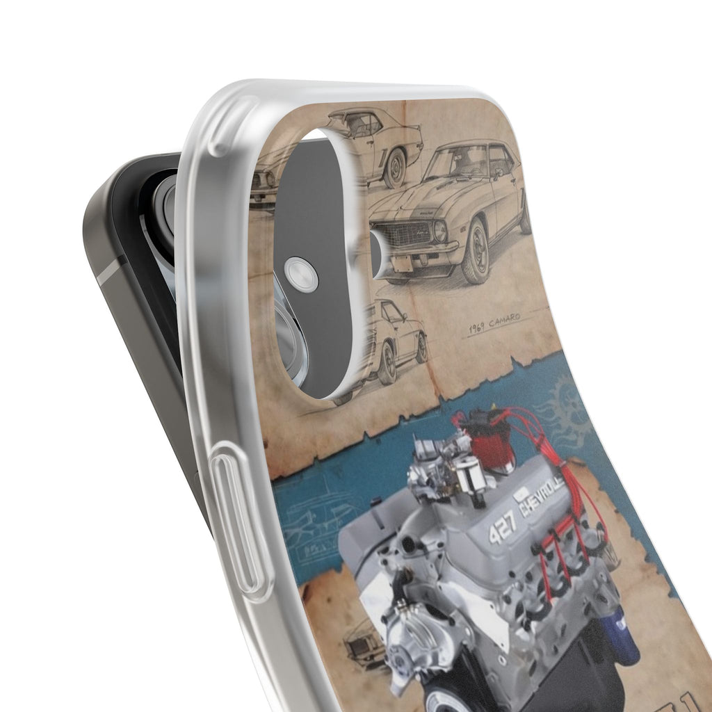 Built to Rumble Chevy 427 ZL1 Blueprint Phone Case - Retro Engine Design