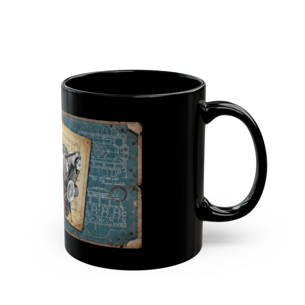 Black coffee mug with 1970 L88 Chevy Big Block engine. Guess the Engine #1