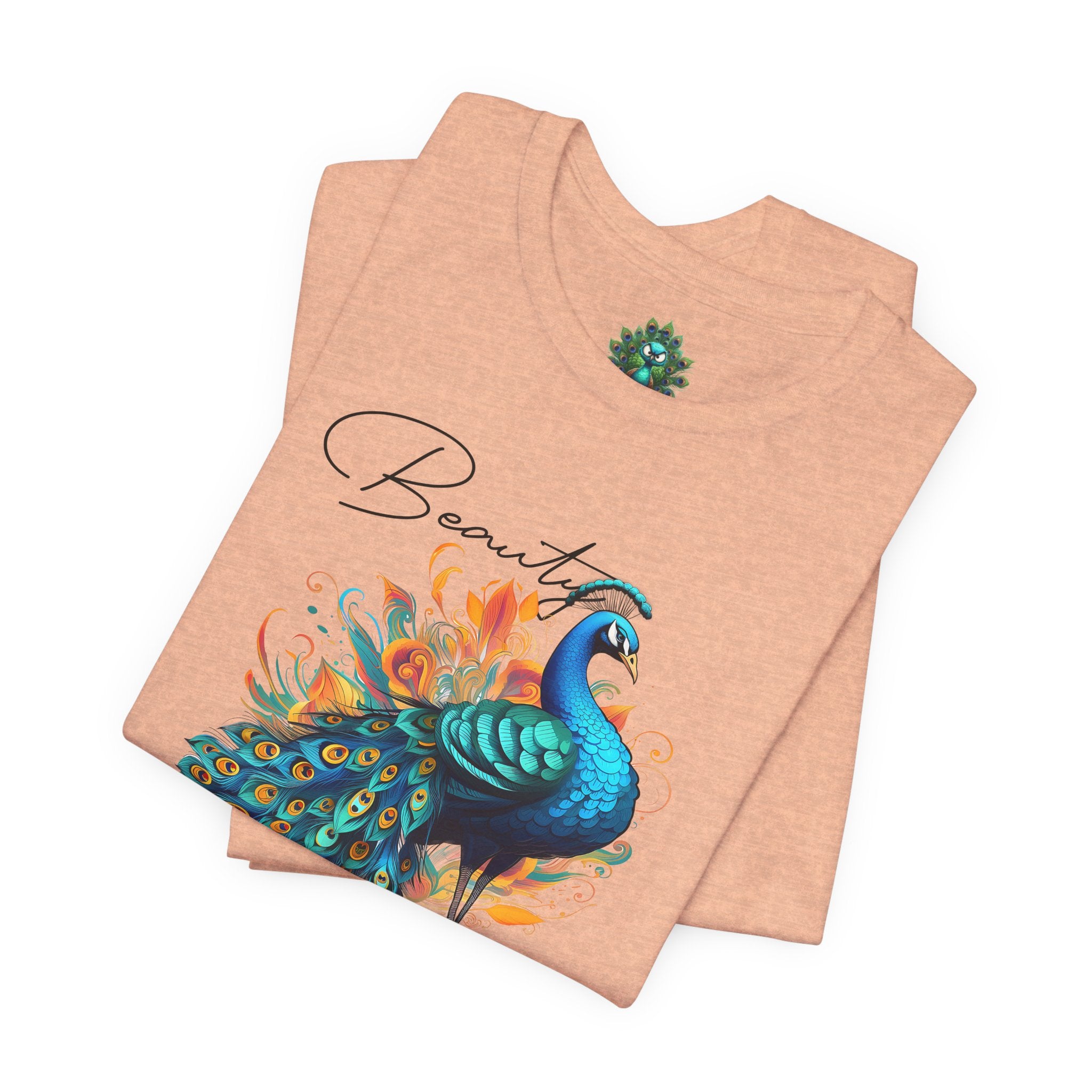 Peacock Beauty Tee — Colorful Peacock Graphic T-Shirt