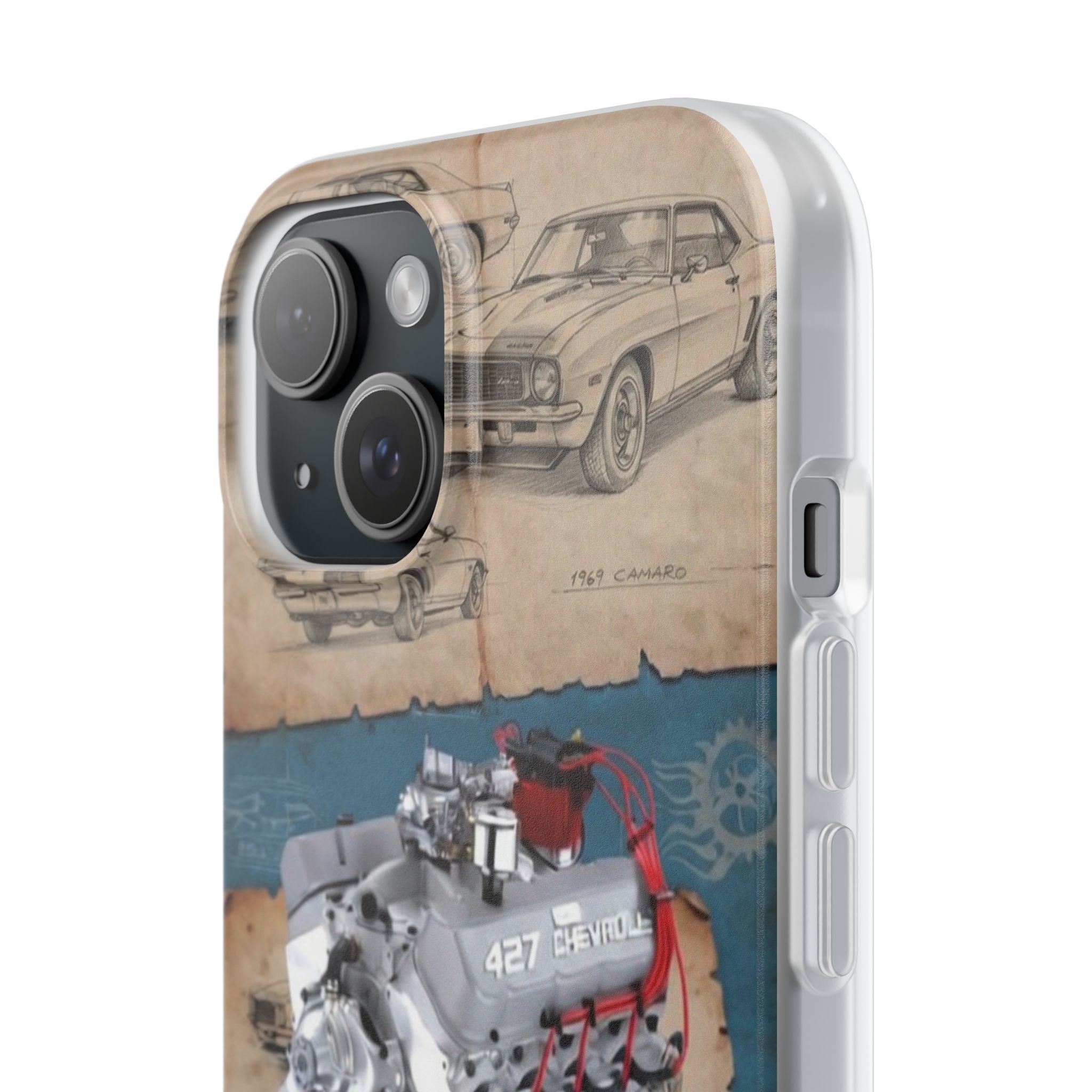 Built to Rumble Chevy 427 ZL1 Blueprint Phone Case - Retro Engine Design