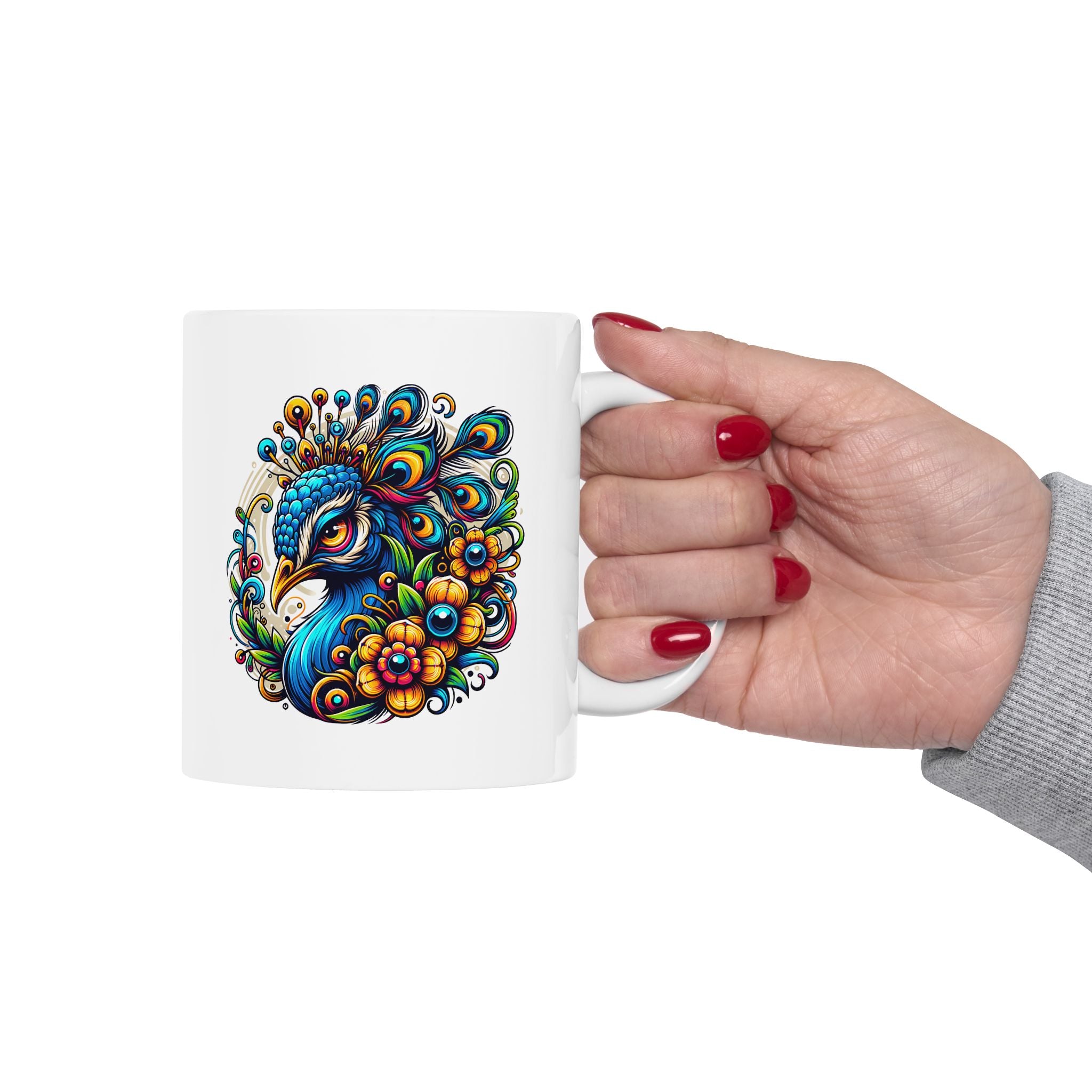 Colorful Peacock Ceramic Mug