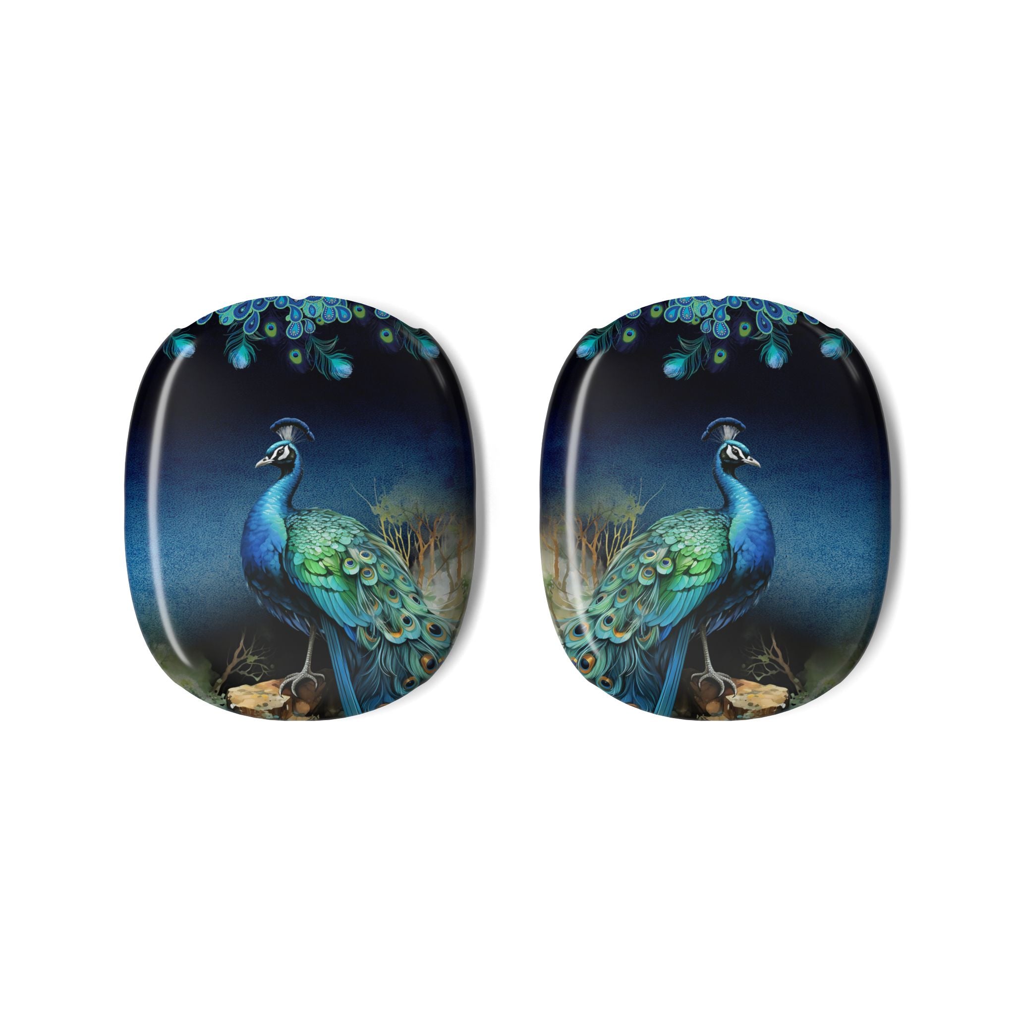 Peacock Art AirPods Max Shell Case — Elegant Blue/Purple Peacock Ear Cup Covers