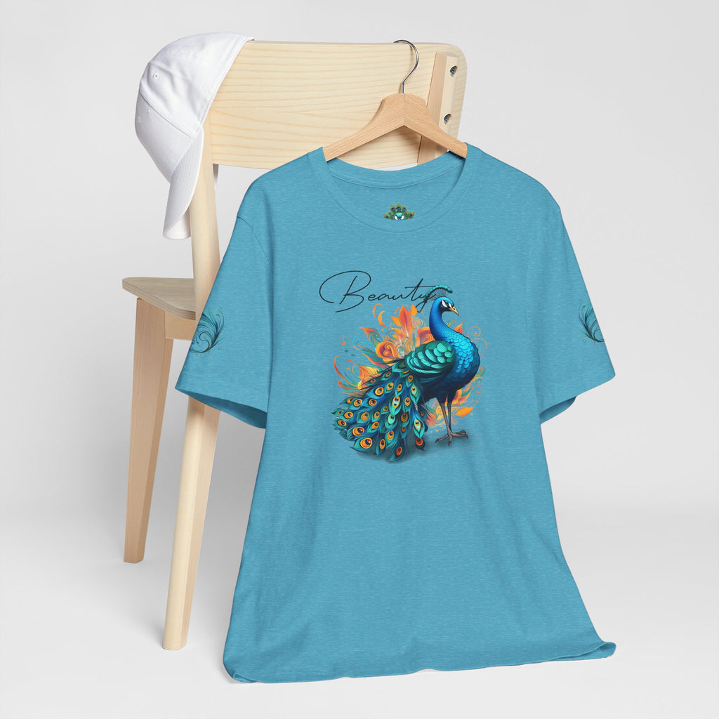 Peacock Beauty Tee — Colorful Peacock Graphic T-Shirt