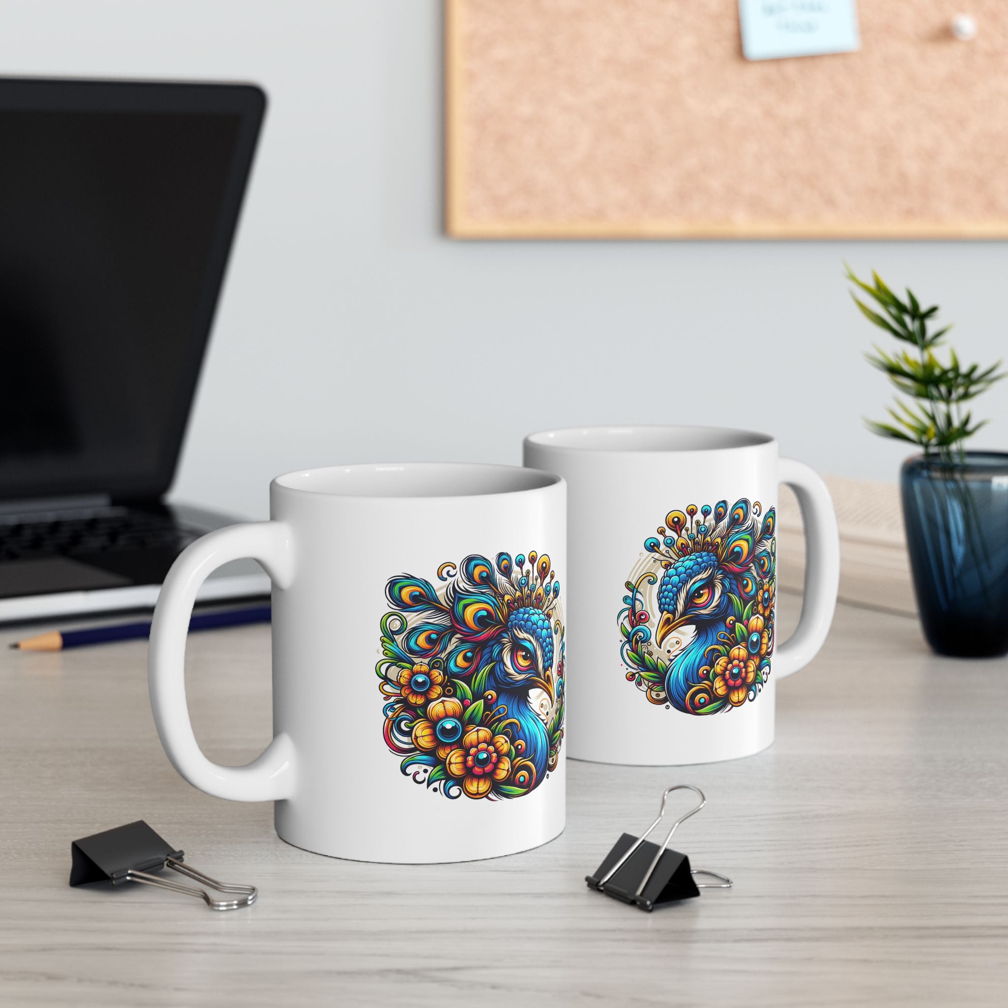 Colorful Peacock Ceramic Mug