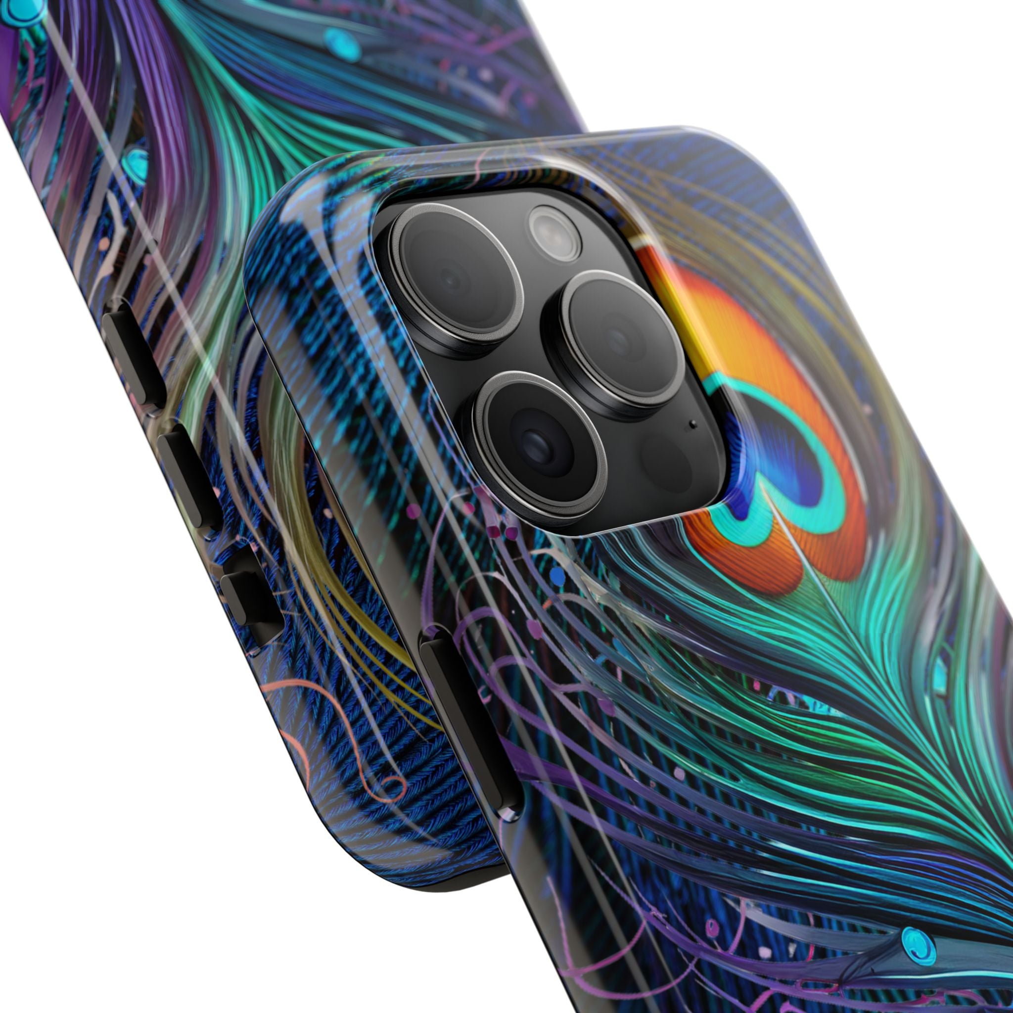 Vibrant Peacock Phone Case, Artistic Tough Phone Case, Unique Phone Cover for Her, Colorful Gift, Boho Style Accessories