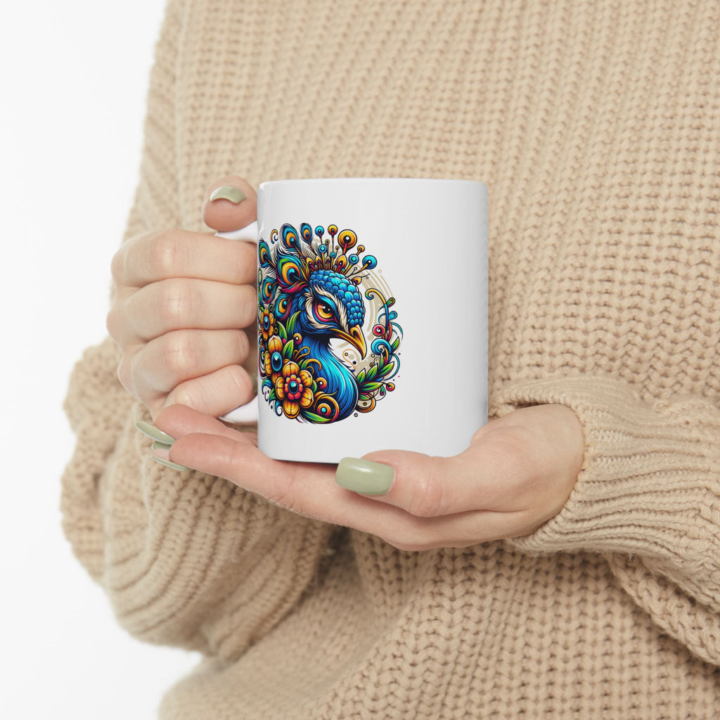 Colorful Peacock Ceramic Mug