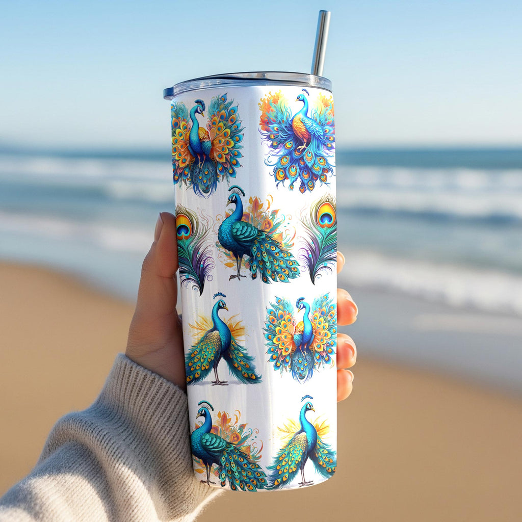 Tumbler with peacock design