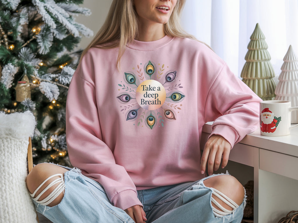 Take a Deep Breath Sweatshirt - Mandala Mindfulness & Self-Care | Jeffs Creations