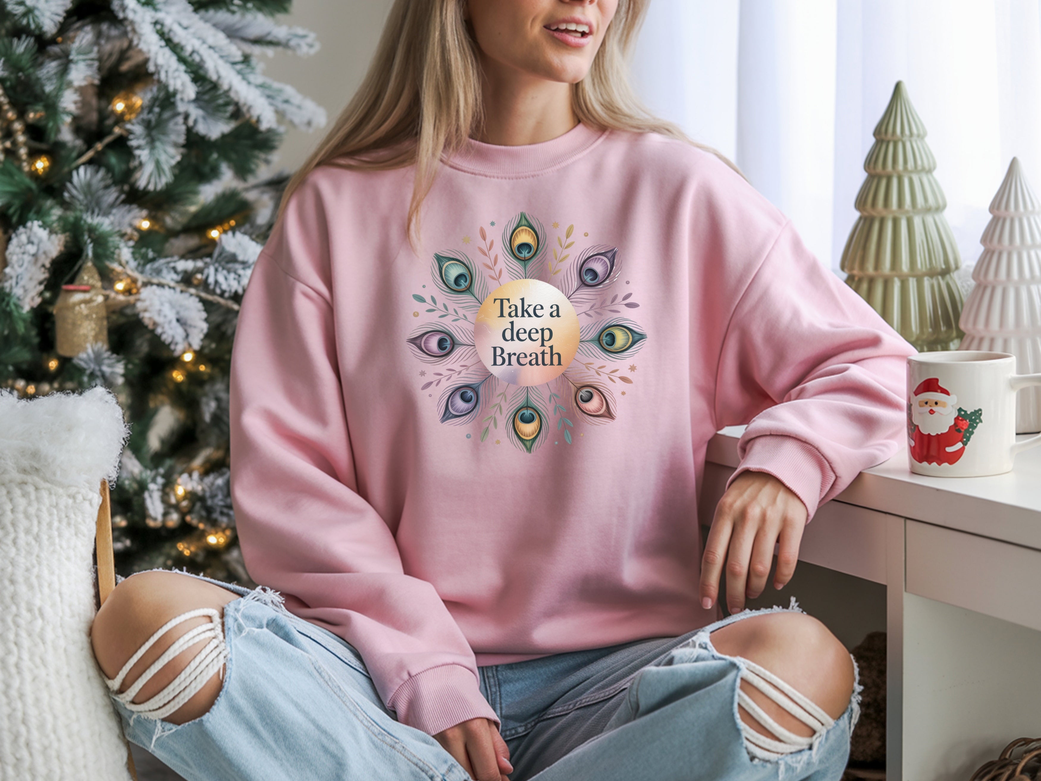 Take a Deep Breath Sweatshirt - Mandala Mindfulness & Self-Care | Jeffs Creations