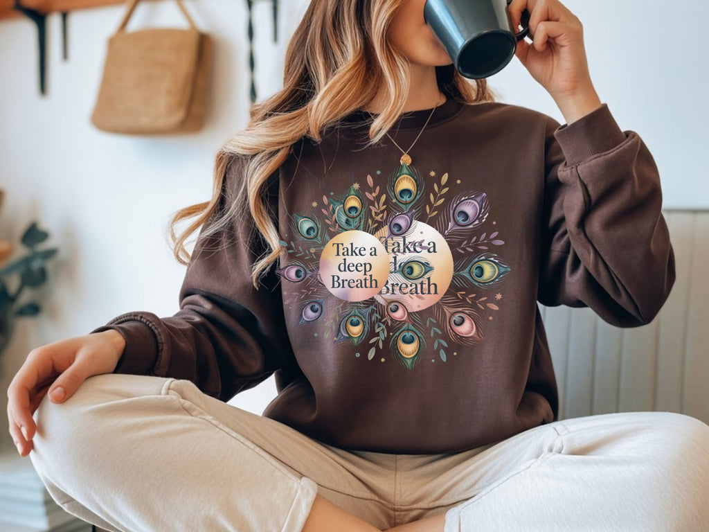Take a Deep Breath Sweatshirt - Mandala Mindfulness & Self-Care | Jeffs Creations