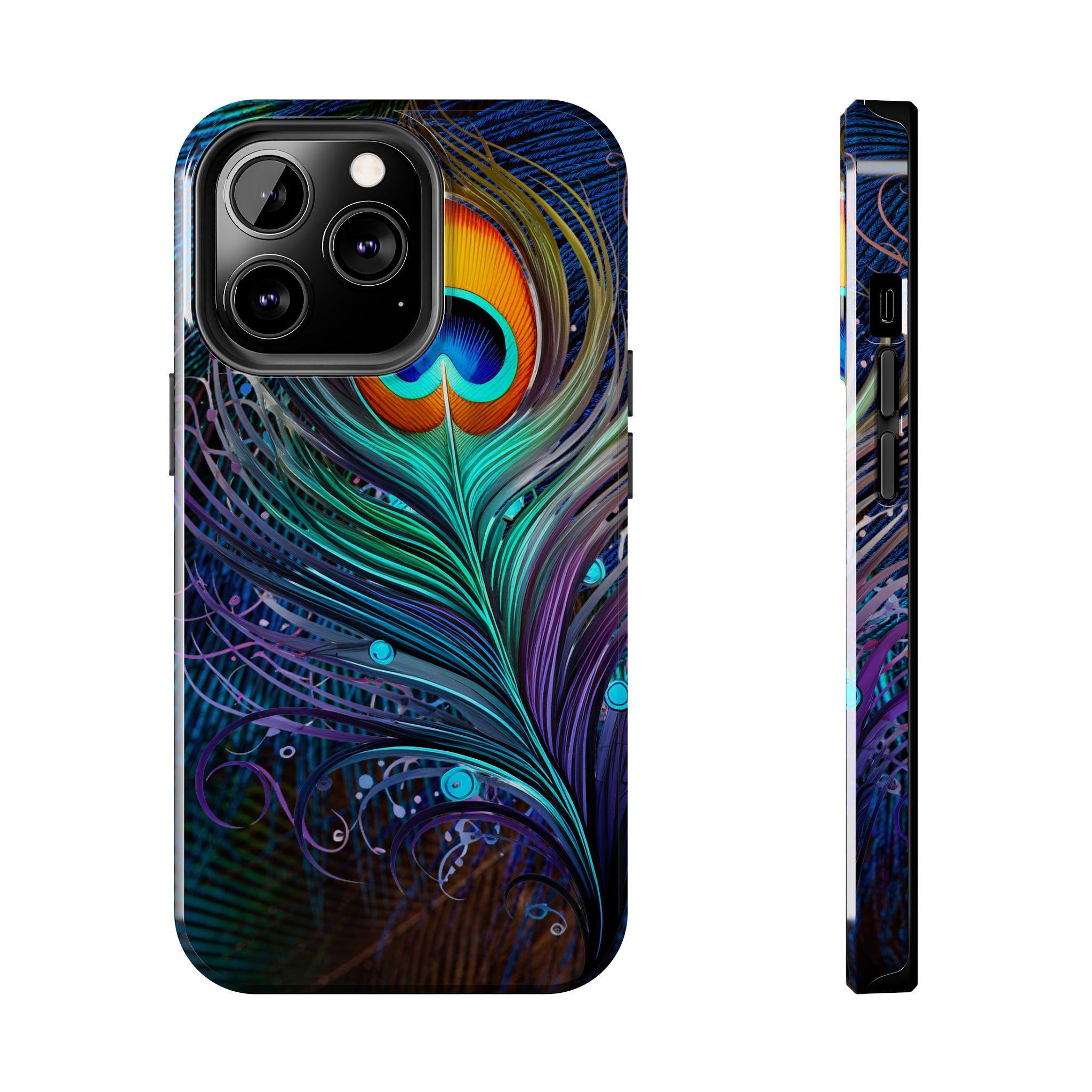 Vibrant Peacock Phone Case, Artistic Tough Phone Case, Unique Phone Cover for Her, Colorful Gift, Boho Style Accessories