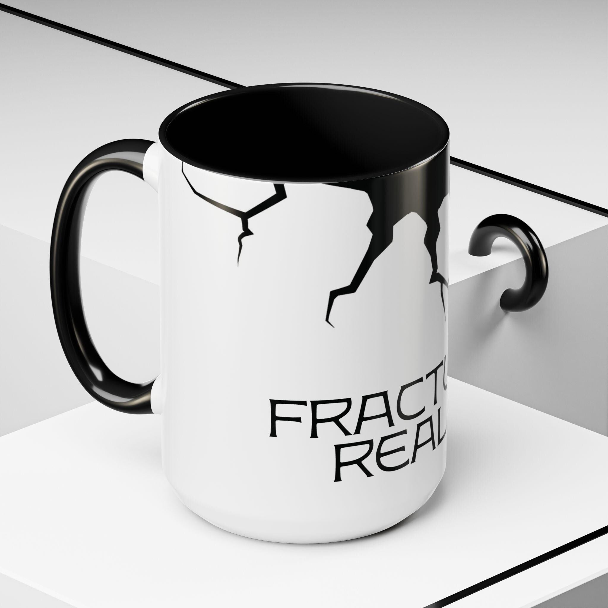 Artistic Design mug - Fractured Reality Coffee Mug: Unique Black & White Art Design
