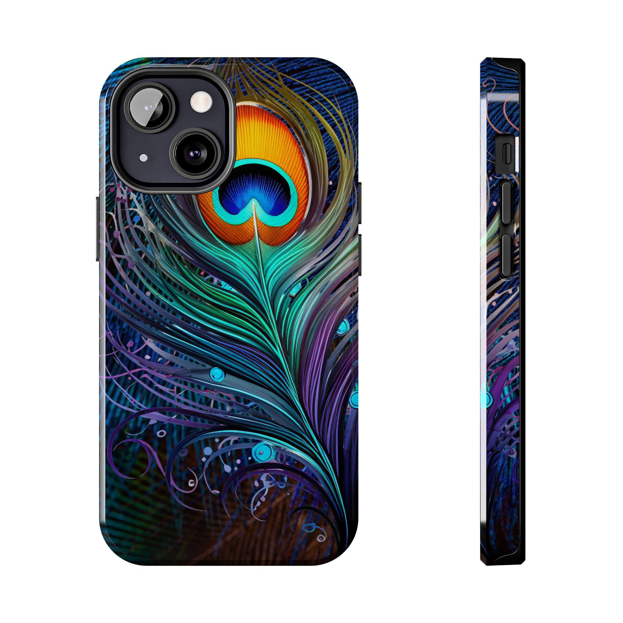 Vibrant Peacock Phone Case, Artistic Tough Phone Case, Unique Phone Cover for Her, Colorful Gift, Boho Style Accessories