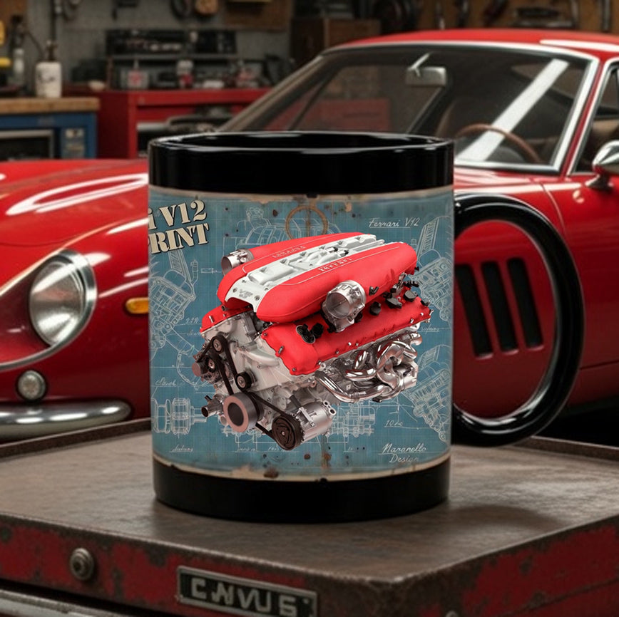 Coffee Mug - Ferrari V12 Blueprint Mug