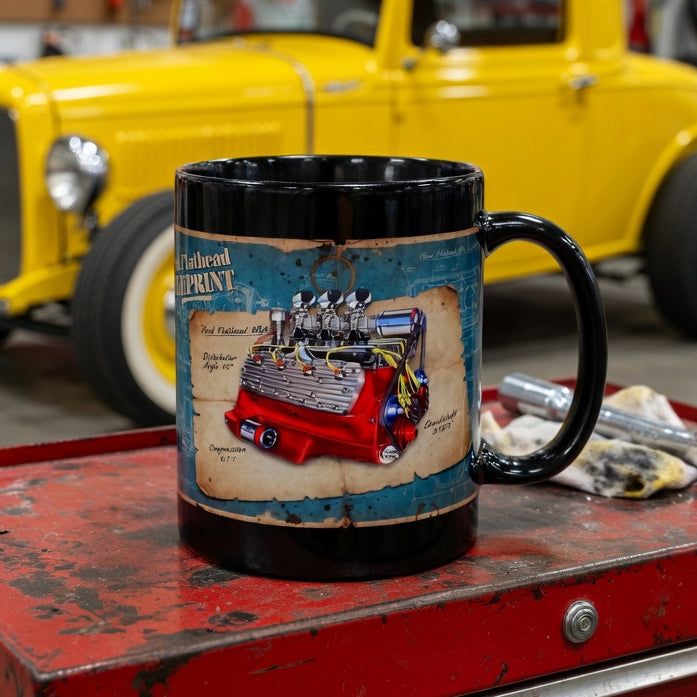 Ford Flathead Engine Blueprint Mug – Engine Design #7