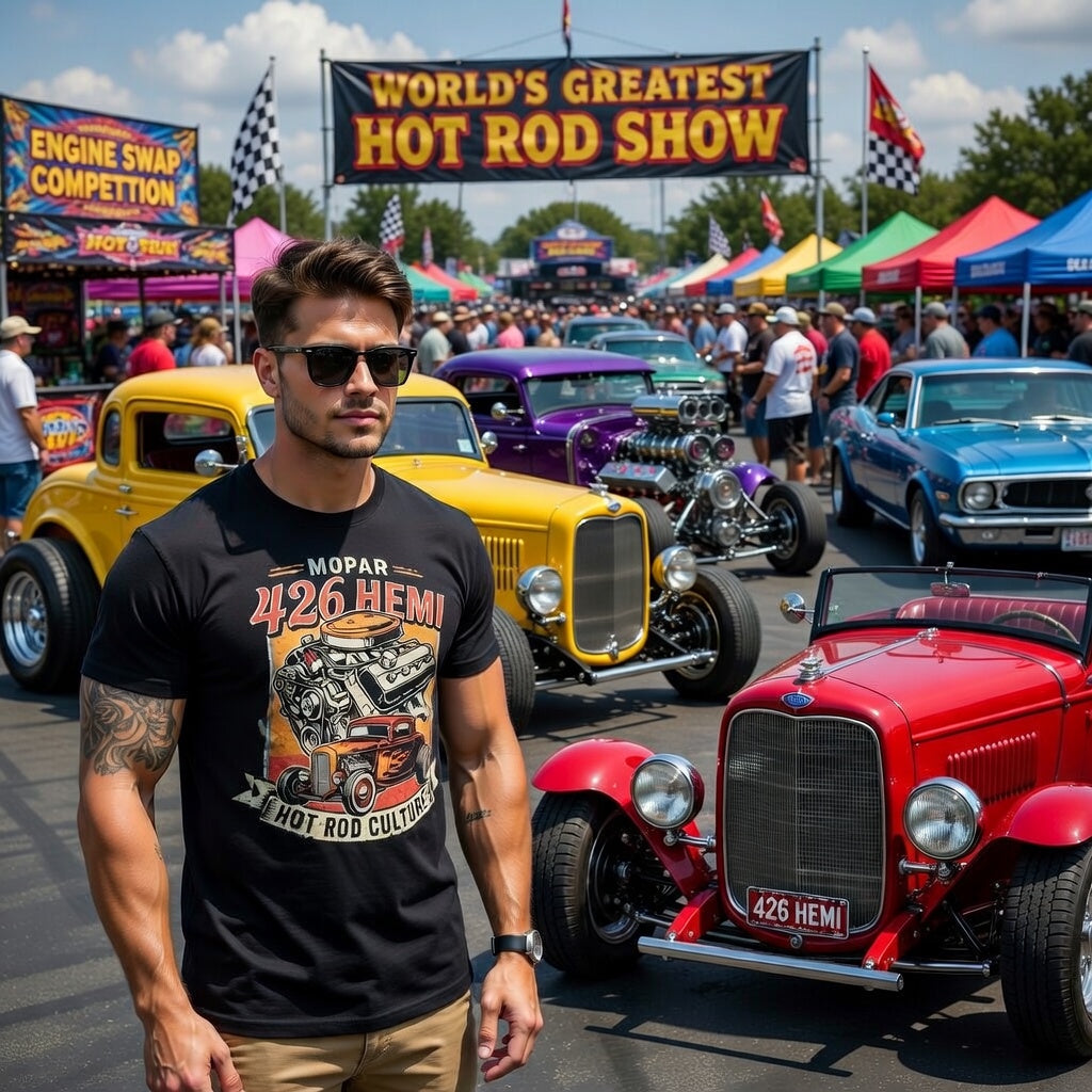 426 HEMI Mopar Hot Rod T-Shirt — Classic Vintage Muscle Car Tee