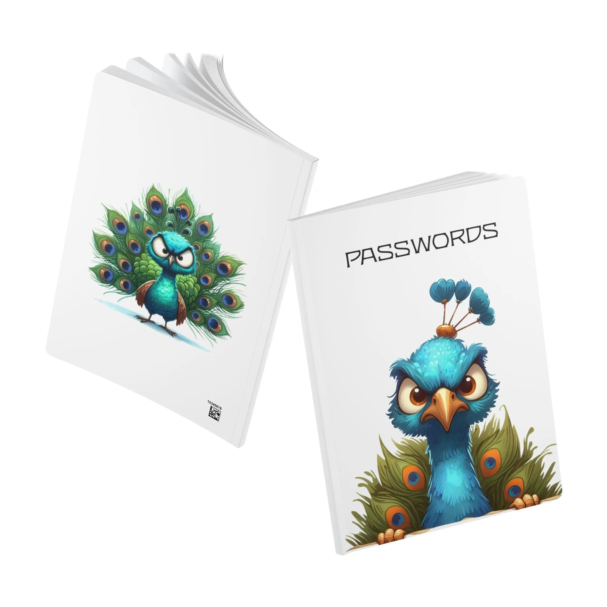 Angry Peacock Passwords Journal - Softcover Notebook for Secret Lists & Daily Planning | Jeffs Creations