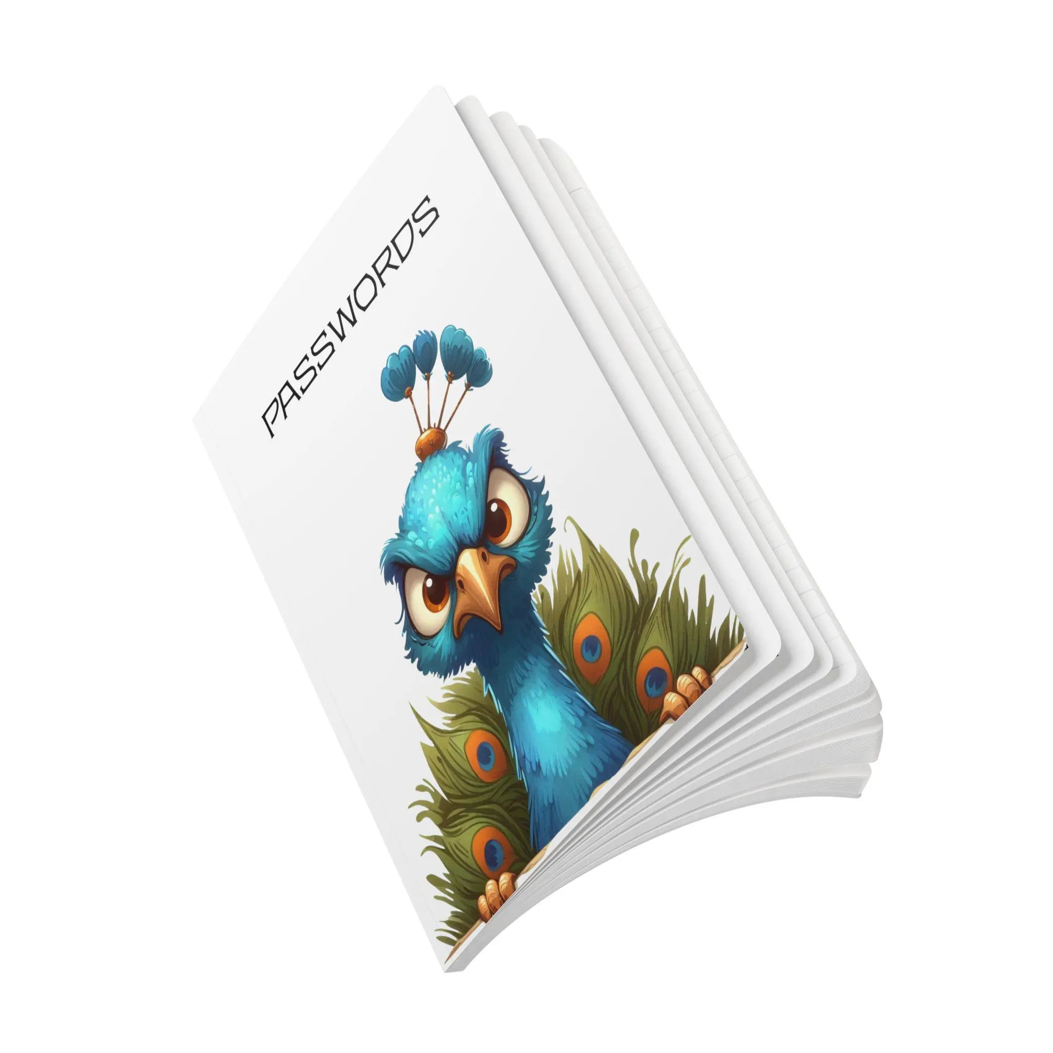 Angry Peacock Passwords Journal - Softcover Notebook for Secret Lists & Daily Planning | Jeffs Creations