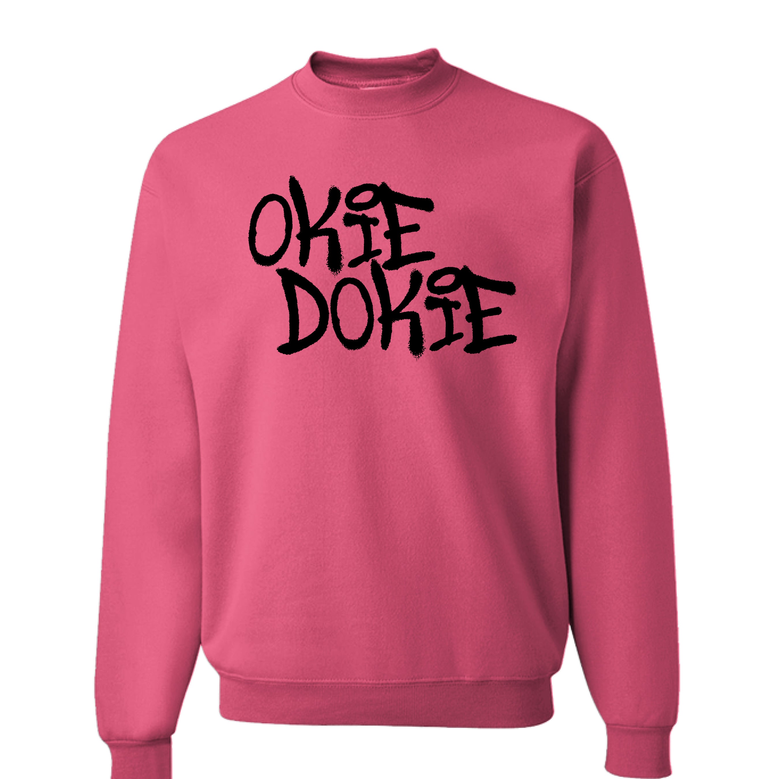 Fallout Amazon Show Neon Pink sweatshirt with 'OKIE DOOKIE' text.