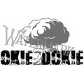 Black and white logo with 'OKIE DGOKIE' text and cloud design on a white background