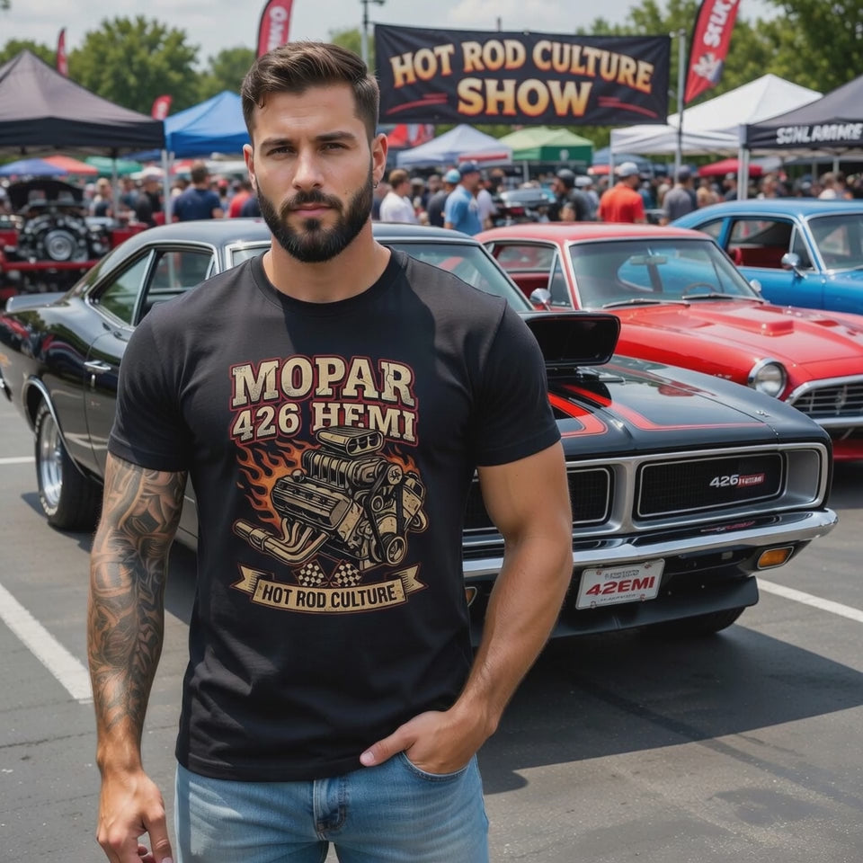 MOPAR 426 HEMI Hot Rod Tee — Vintage Muscle Car Engine T-Shirt - American Muscle